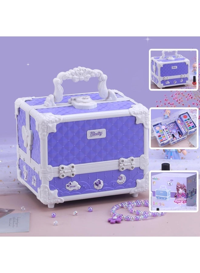 Bukela Kids Makeup Kit, Real Kids Makeup Set Washable Makeup Set Toys for Girls with Portable Make Up Box Including Lipstick, Eye Shadows and So On, Girl Toys for Girls Aged 5 6 7+ Year Old (Purple) - Image 4